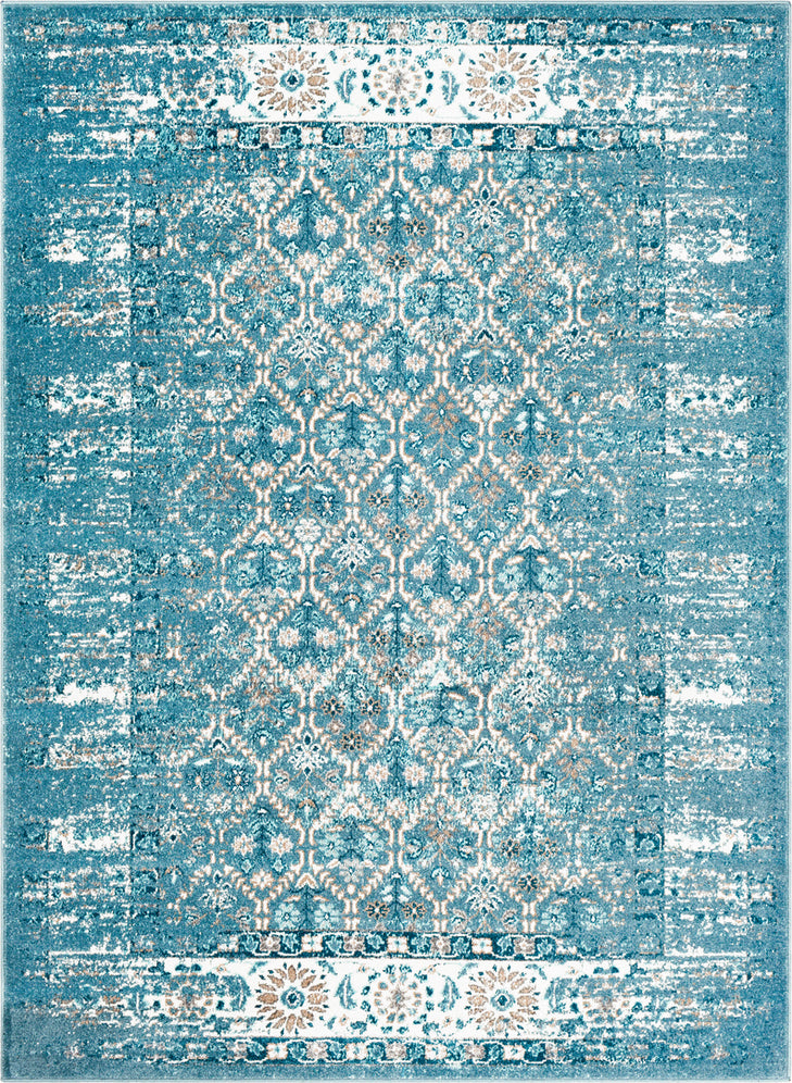 Surya Varanasi VAR-2300 Dark Blue Pale Camel Teal Medium Gray White Light Area Rug Mirror main image