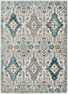 Surya Varanasi VAR-2301 Teal Pale Blue Dark Medium Gray Camel White Light Area Rug Mirror main image