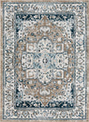 Surya Varanasi VAR-2306 Pale Blue Teal Dark Camel Light Gray White Medium Area Rug Mirror main image