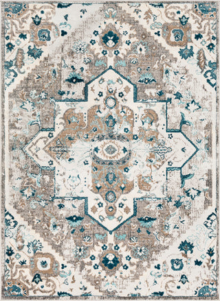 Surya Varanasi VAR-2308 Camel Teal Dark Blue Pale Medium Gray Light White Area Rug Mirror main image