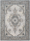 Surya Varanasi VAR-2311 Medium Gray Camel Dark Blue Pale Teal Light White Area Rug Mirror main image