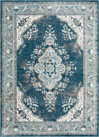 Surya Varanasi VAR-2312 Teal Dark Blue Pale Camel Medium Gray Light White Area Rug Mirror main image