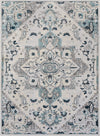 Surya Varanasi VAR-2313 Pale Blue Dark Medium Gray Light White Teal Area Rug Mirror main image