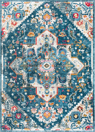 Surya Varanasi VAR-2315 Sky Blue Teal Burnt Orange Wheat Bright Pink Medium Gray White Area Rug Mirror main image