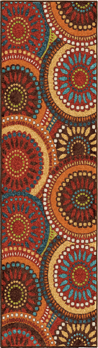 Orian Rugs Veranda Merrifield Collage Orange Area Rug Runner Image