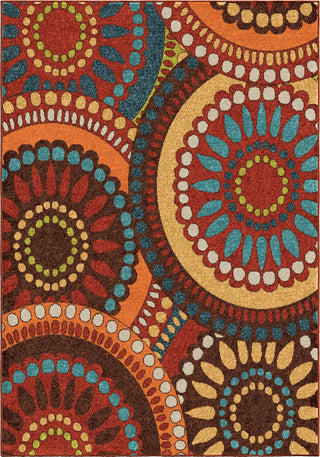 Orian Rugs Veranda Merrifield Collage Orange Area Rug main image