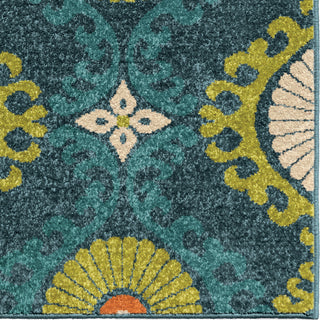 Orian Rugs Veranda Kokand Azo Blue Area Rug Close up