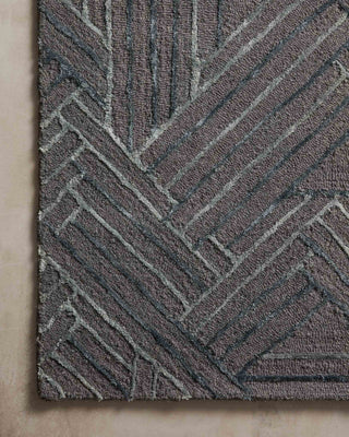 Loloi Verve VER-01 Graphite / Ocean Area Rug Corner On Wood