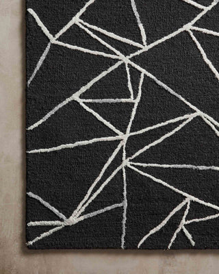 Loloi Verve VER-03 Black / Ivory Area Rug Corner On Wood