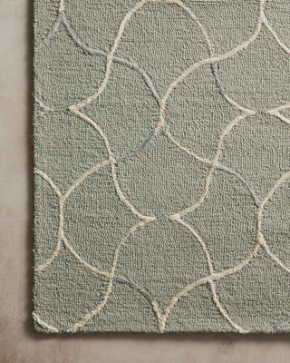 Loloi Verve VER-05 Sage / Silver Area Rug Corner On Wood