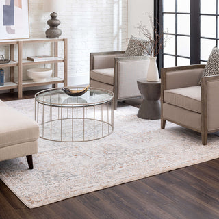 Karastan Solitude Via Salaria Cream Beige Area Rug Corner Image