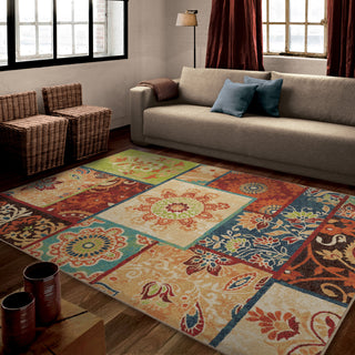 Orian Rugs Vibrance Patchland Multi Area Rug Room Scene Feature