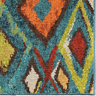 Orian Rugs Vibrance Dazzling Diamond Blue Area Rug Close Up