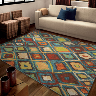 Orian Rugs Vibrance Dazzling Diamond Blue Area Rug Room Scene Feature