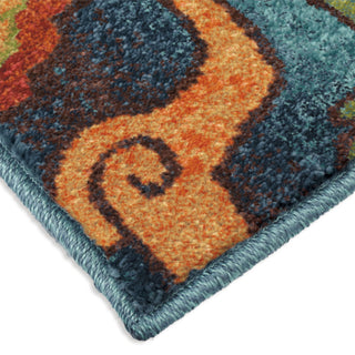 Orian Rugs Vibrance Punjab Blue Area Rug Corner Shot