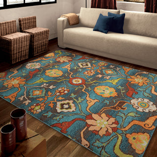 Orian Rugs Vibrance Punjab Blue Area Rug Room Scene Feature