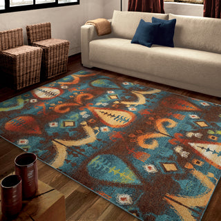 Orian Rugs Vibrance Native Stories Blue Area Rug Room Scene Feature