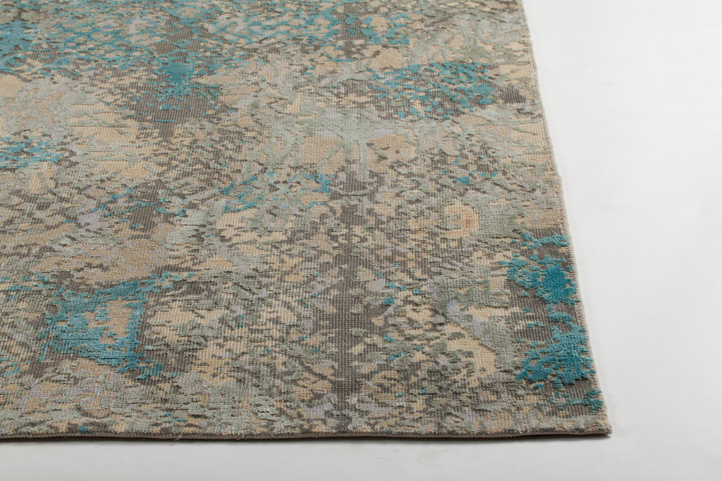 Chandra Vingel VIN-36806 Blue Brown Beige Tan Grey Area Rug Corner Shot Feature