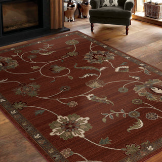 Orian Rugs Virtuous Subtle Flora Red Area Rug Room Scene Feature