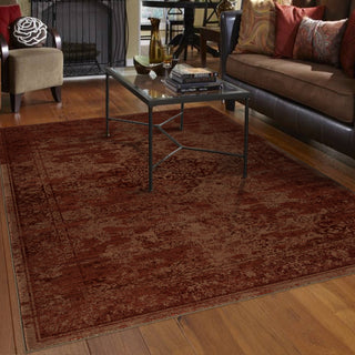 Orian Rugs Virtuous Faded Traditional Burgundy Area Rug Room Scene Feature