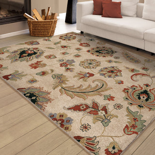 Orian Rugs Vivacious Flower Fields Beige Area Rug Room Scene Feature