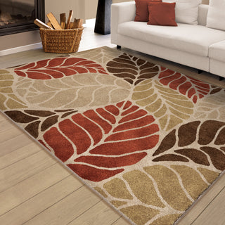 Orian Rugs Vivacious Leaf Levels Beige Area Rug Room Scene Feature