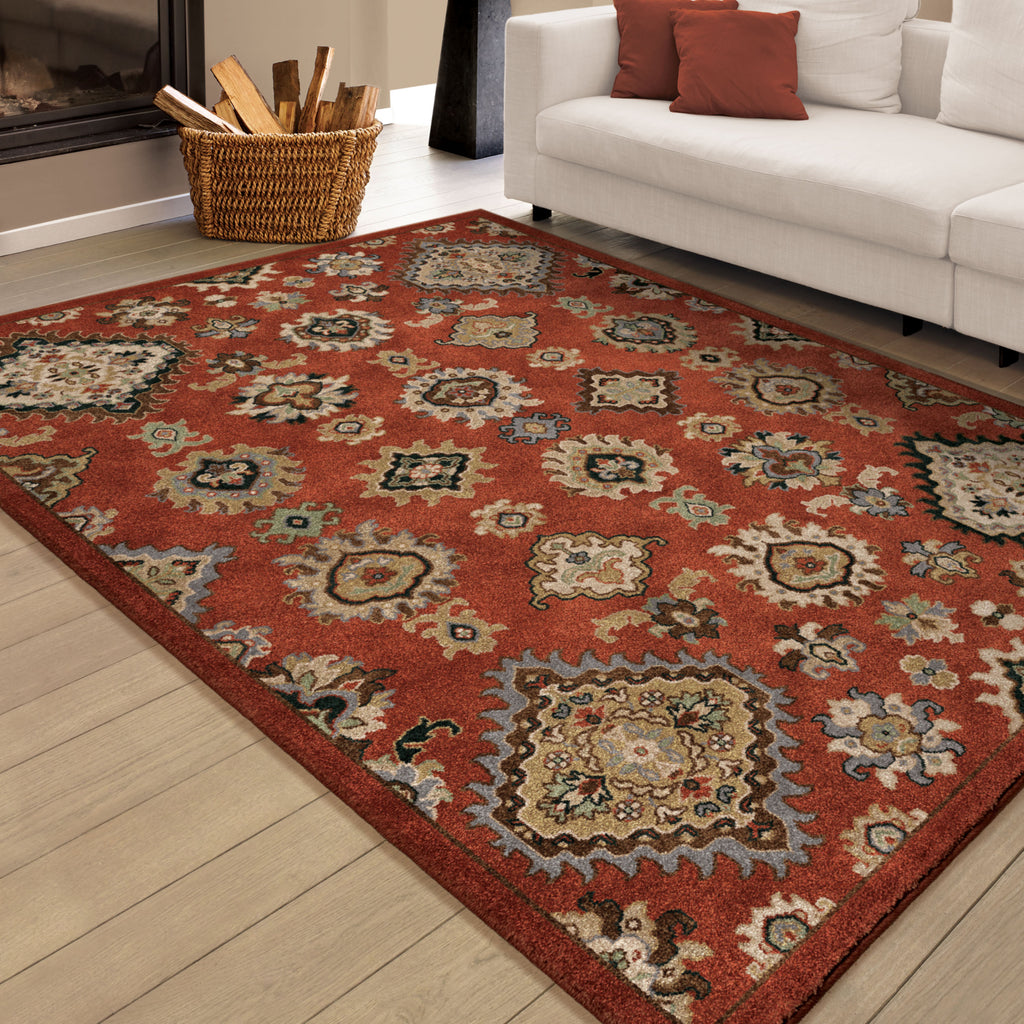 Orian Rugs Vivacious Tangier Burnt Red Area Rug Room Scene Feature