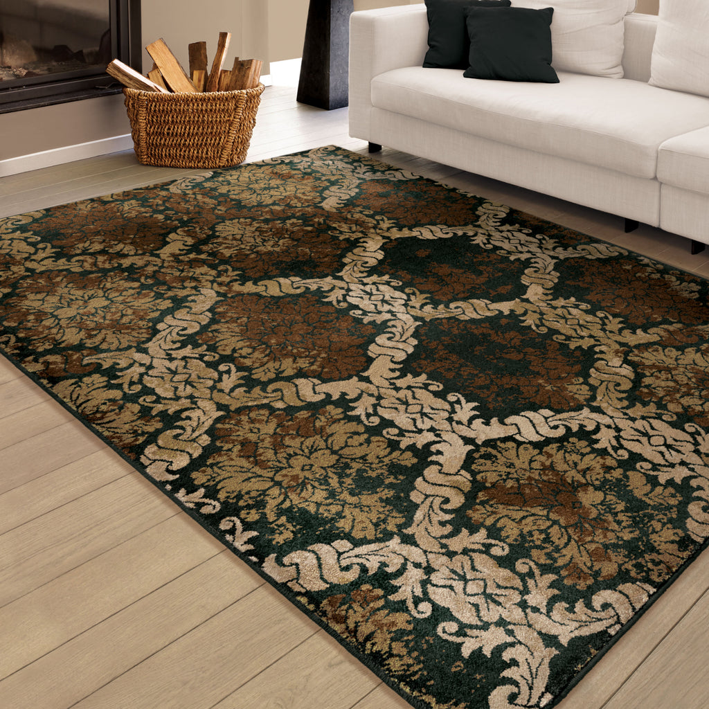Orian Rugs Vivacious Thorncliffe Brown Area Rug Room Scene Feature