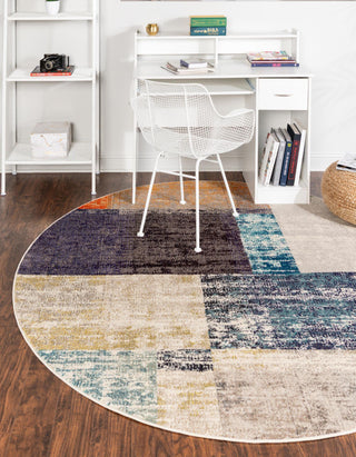 Unique Loom Vivid T-VIVD1 Multi Area Rug Round Lifestyle Image