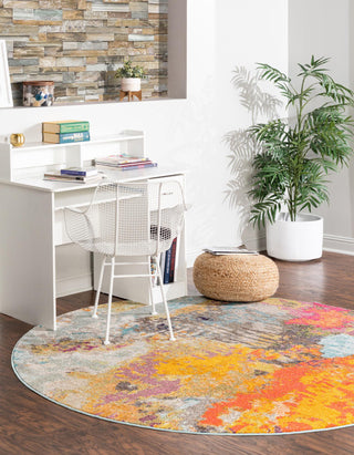 Unique Loom Vivid T-VIVD10 Multi Area Rug Round Lifestyle Image