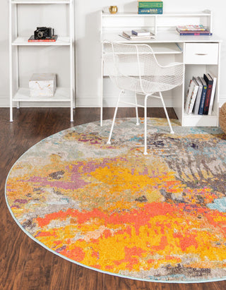 Unique Loom Vivid T-VIVD10 Multi Area Rug Round Lifestyle Image