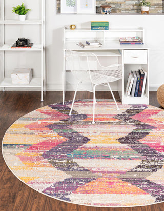 Unique Loom Vivid T-VIVD2 Multi Area Rug Round Lifestyle Image