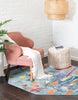 Unique Loom Vivid T-VIVD4 Aqua Area Rug Octagon Lifestyle Image Feature