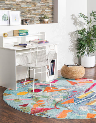 Unique Loom Vivid T-VIVD4 Aqua Area Rug Round Lifestyle Image