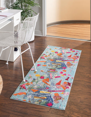 Unique Loom Vivid T-VIVD4 Aqua Area Rug Runner Lifestyle Image