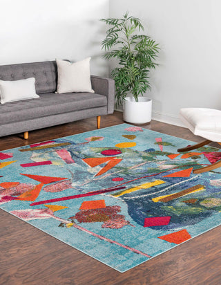 Unique Loom Vivid T-VIVD4 Aqua Area Rug Square Lifestyle Image