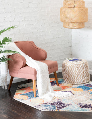 Unique Loom Vivid T-VIVD5 Ivory Area Rug Octagon Lifestyle Image Feature