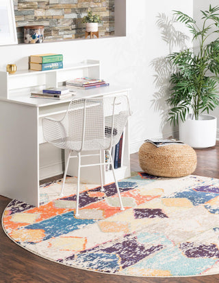 Unique Loom Vivid T-VIVD5 Ivory Area Rug Round Lifestyle Image