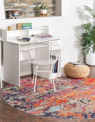 Unique Loom Vivid T-VIVD6 Multi Area Rug Round Lifestyle Image