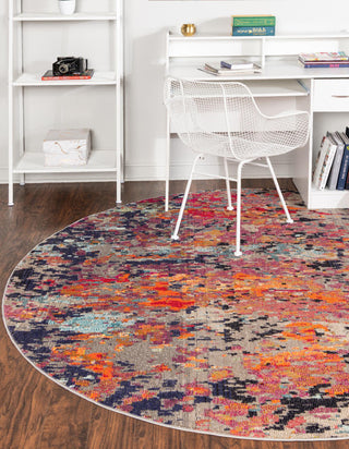 Unique Loom Vivid T-VIVD6 Multi Area Rug Round Lifestyle Image