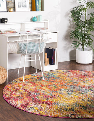 Unique Loom Vivid T-VIVD8 Multi Area Rug Round Lifestyle Image