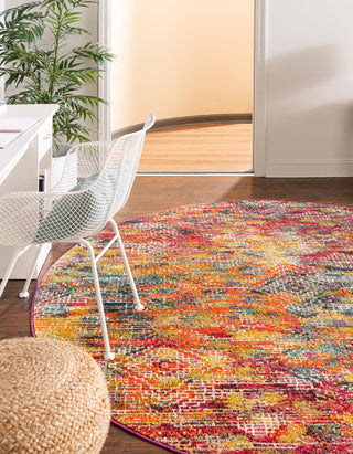 Unique Loom Vivid T-VIVD8 Multi Area Rug Round Lifestyle Image