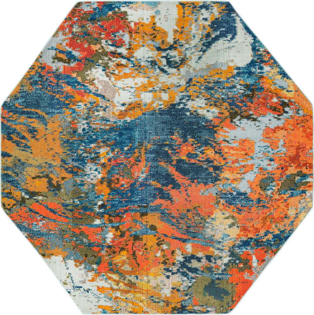 Unique Loom Vivid T-VIVD9 Multi Area Rug Octagon Lifestyle Image Feature