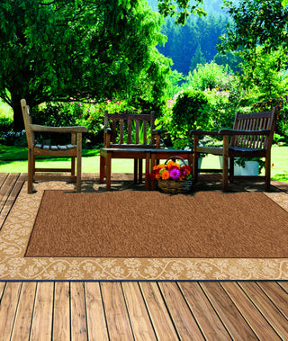 Momeni Veranda VR-05 Mocha Area Rug Roomshot Feature