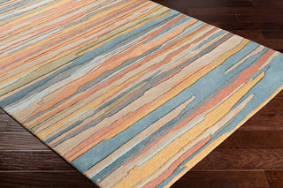 Surya Vernier VRN-1012 Aqua Sage Ice Blue Taupe Camel Rose Tan Metallic-Silver Area Rug Mirror Corner Image