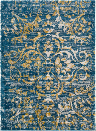 Surya Vintage Shag VTS-4101 Dark Blue Mustard White Silver Gray Area Rug main image