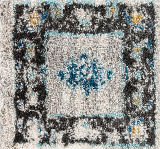 Surya Vintage Shag VTS-4103 Dark Blue Aqua Medium Gray Charcoal Mustard White Beige Area Rug Swatch Image