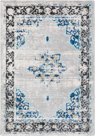 Surya Vintage Shag VTS-4103 Dark Blue Aqua Medium Gray Charcoal Mustard White Beige Area Rug main image