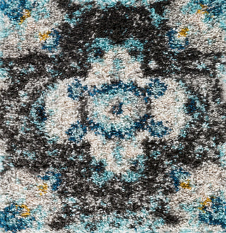 Surya Vintage Shag VTS-4104 Aqua Charcoal White Dark Blue Silver Gray Mustard Area Rug Swatch Image