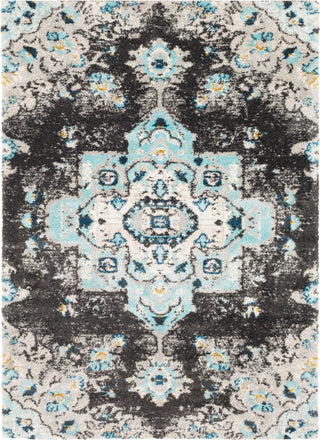 Surya Vintage Shag VTS-4104 Aqua Charcoal White Dark Blue Silver Gray Mustard Area Rug main image